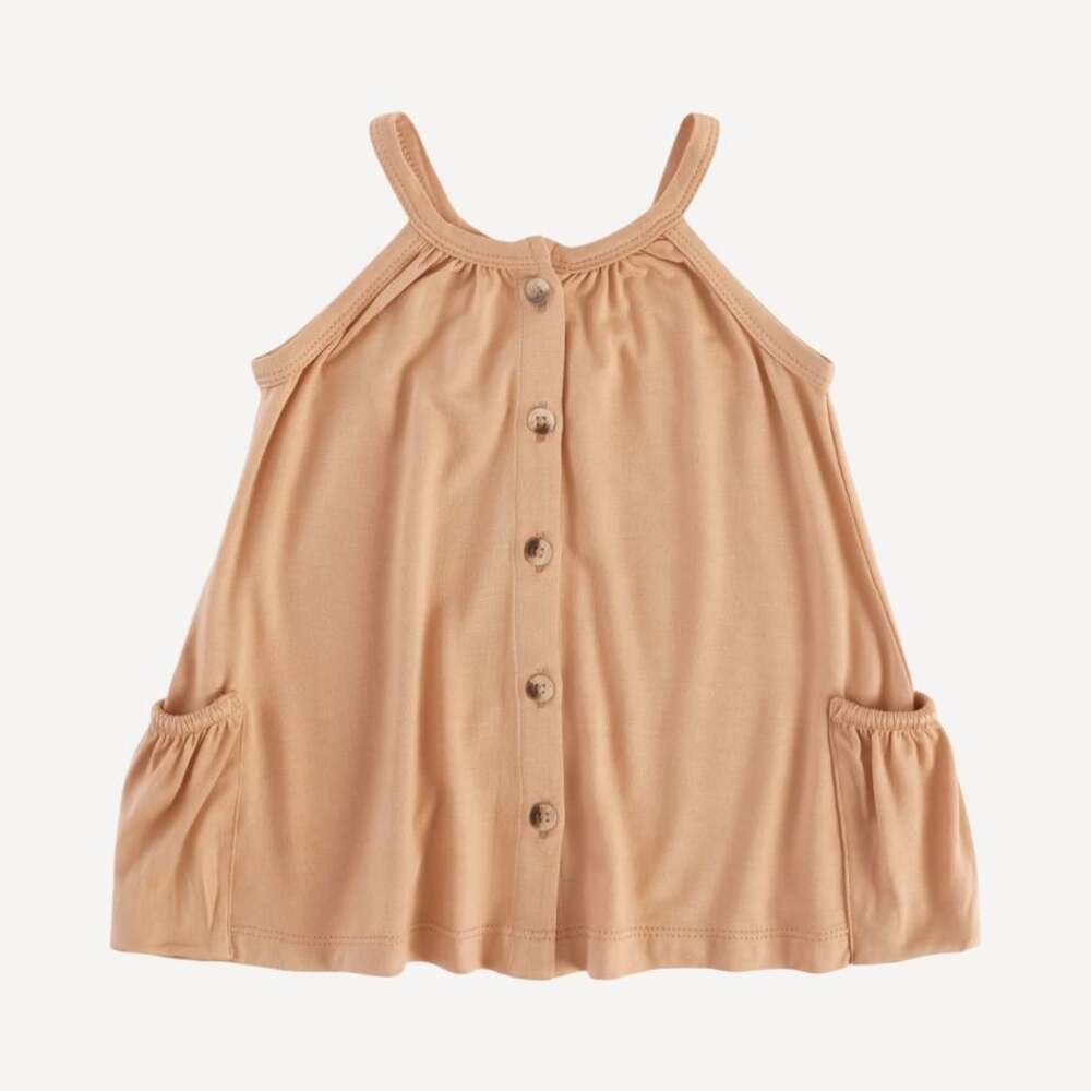 NEW Kate Quinn Bamboo Sleeveless Pocket Dress in Pale Rust Peach Sz 6y